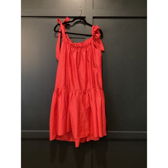 Kasia tuckernuck tiered ruffle shift cotton sun Dress red Orange Medium - Picture 4 of 8